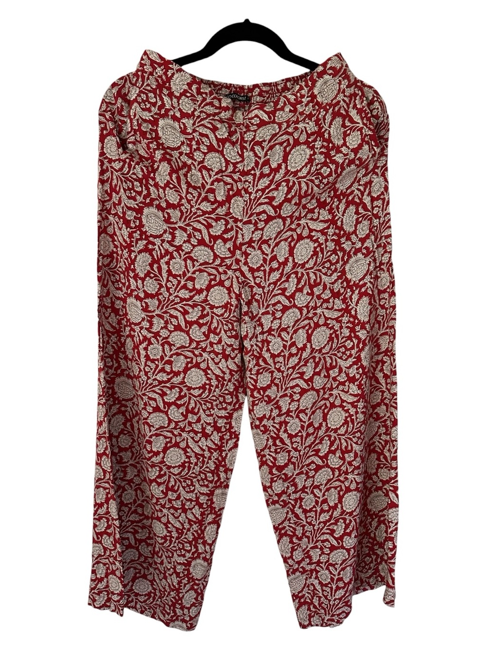 Red Floral Wide-Leg Pants - Picture 1 of 7